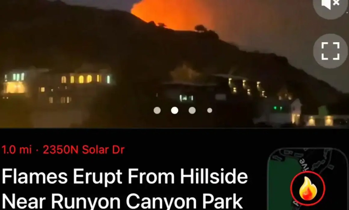 sunset fire at runyon canyon