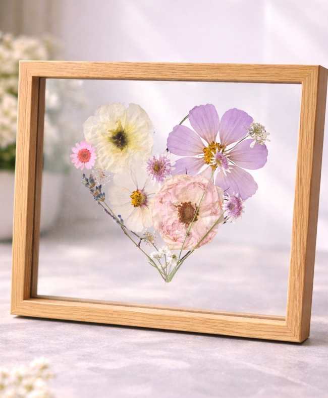 Pressed Flower Art Heart Frame