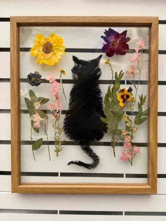 Pressed Flower Cat Art Frame